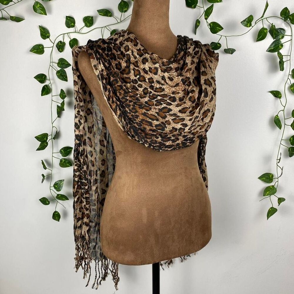 Leopard print scarf y2k indie sleaze fringe detailing shawl grunge indie sleaze